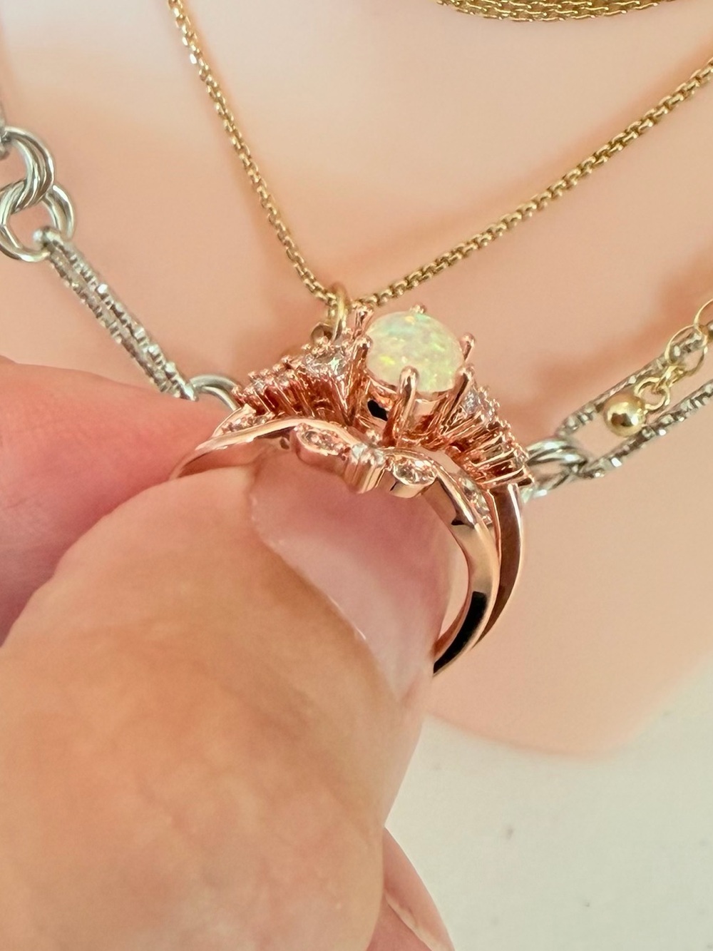 Rose Gold Opal Engagement Ring. - Picture 7 of 8